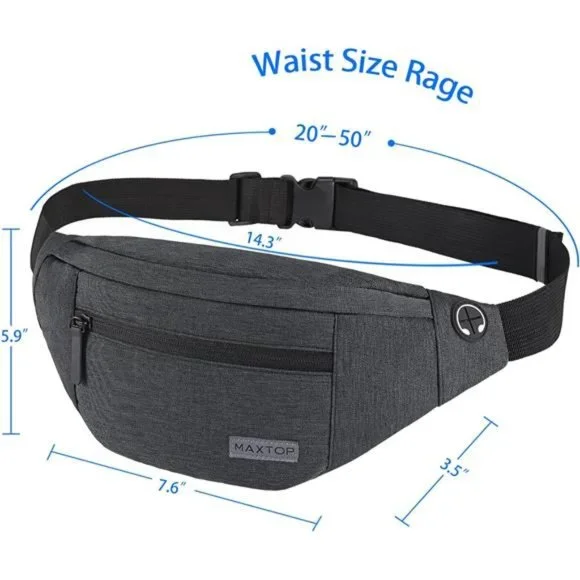 Large Crossbody Fanny Pack with 4-Zipper Pockets  Enjoy Sports Workout - Picture 2 of 6